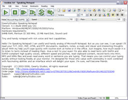 Speaking Notepad main window